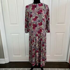 David Benjamin Vintage Paisley Drop Waist Dress